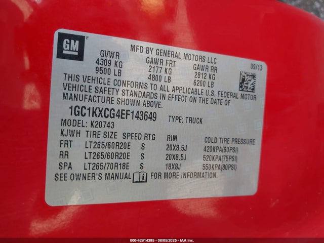 1GC1KXCG4EF143649 Chevrolet l96