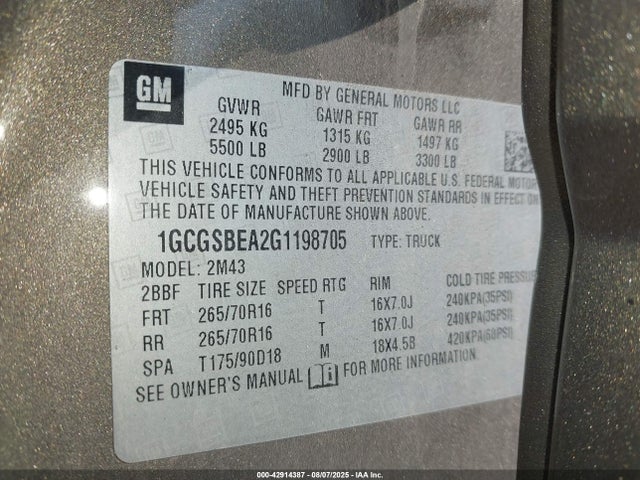 Chevrolet lcv - sidi; dcvcp; vvt; e85 max, e0-e100, alum 2016 1GCGSBEA2G1198705 Image 9