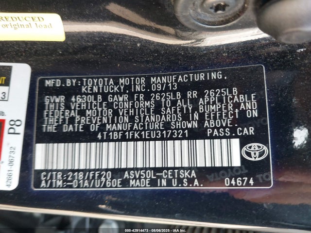 4T1BF1FK1EU317321 Toyota Camry Se Sport