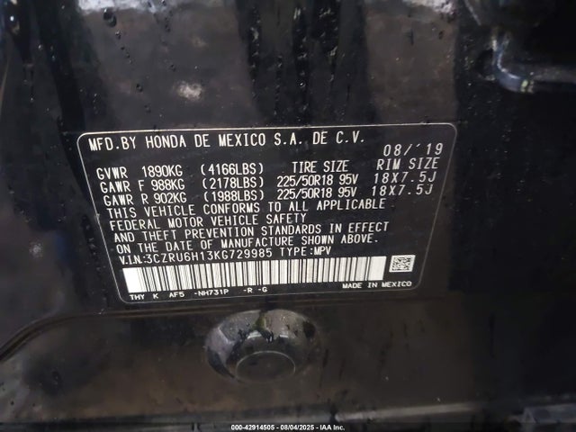 3CZRU6H13KG729985 Honda r18z9