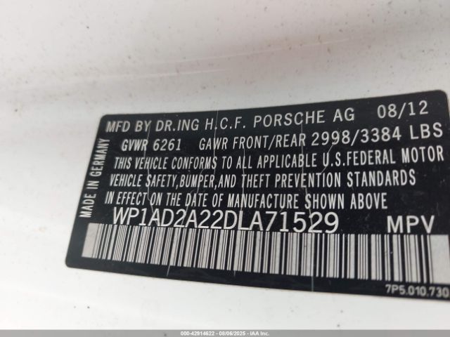 2013 PORSCHE CAYENNE WP1AD2A22DLA71529 Photo 8