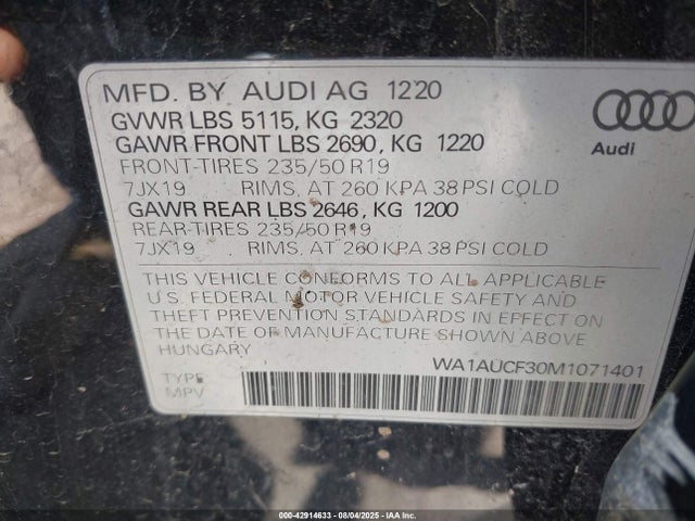 2021 AUDI Q3 WA1AUCF30M1071401 Photo 8