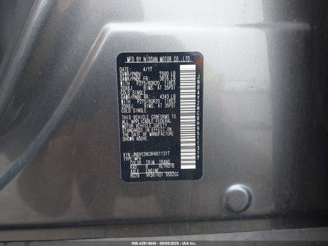 Nissan 2017 2017 JN8AY2NC8H9511317 Image 9