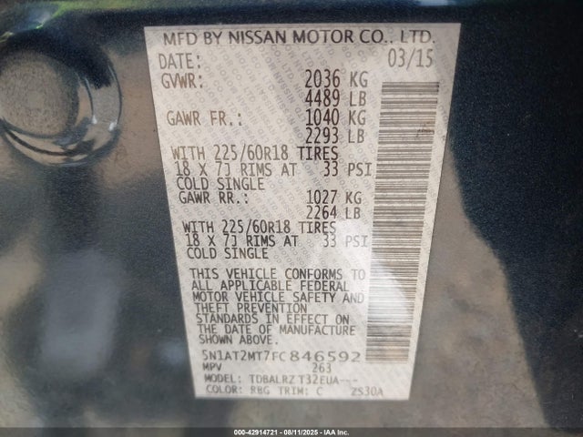 Nissan Rogue 2015 5N1AT2MT7FC846592 Image 9