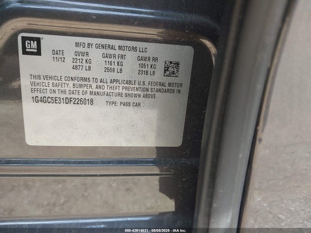 Aukcja sprzedaży 2013 Buick Lacrosse Leather Group, vin: 1G4GC5E31DF226018, numer aukcji: 42914831
