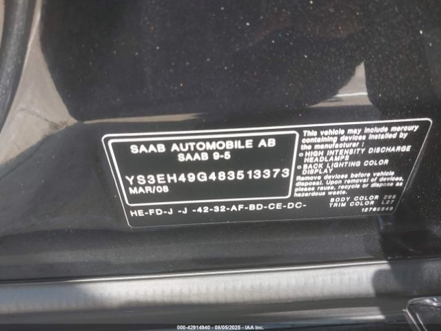 2008 SAAB 9-5 YS3EH49G483513373 Photo 8