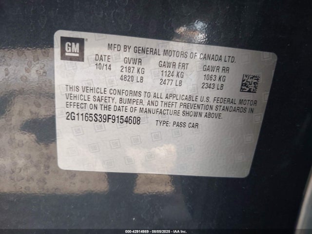 Chevrolet lfx 2015 2G1165S39F9154608 Image 9
