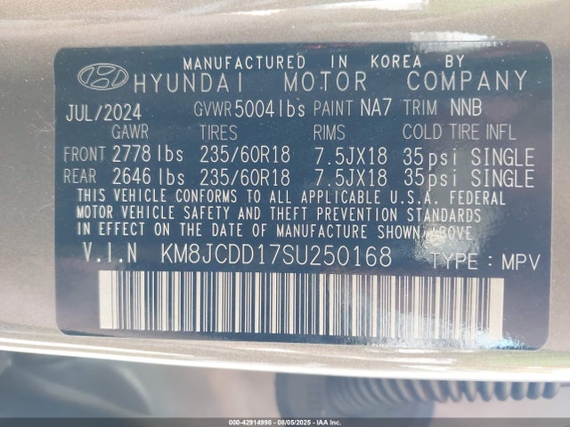 KM8JCDD17SU250168 Hyundai t-gdi gamma ii