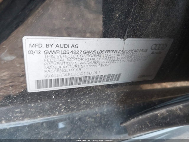 2012 AUDI A4 WAUFFAFL3CA118751 Photo 8