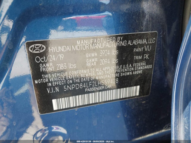 Hyundai mpi nu 2020 5NPD84LF2LH559428 Image 9
