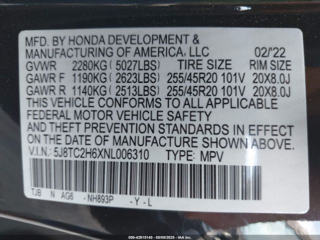 2022 ACURA RDX 5J8TC2H6XNL006310 Photo 8