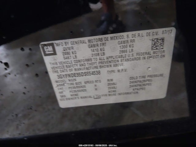 2013 CADILLAC SRX 3GYFNDE35DS654538 Photo 8