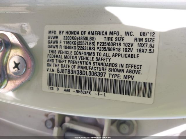 2013 ACURA RDX 5J8TB3H38DL006397 Photo 8