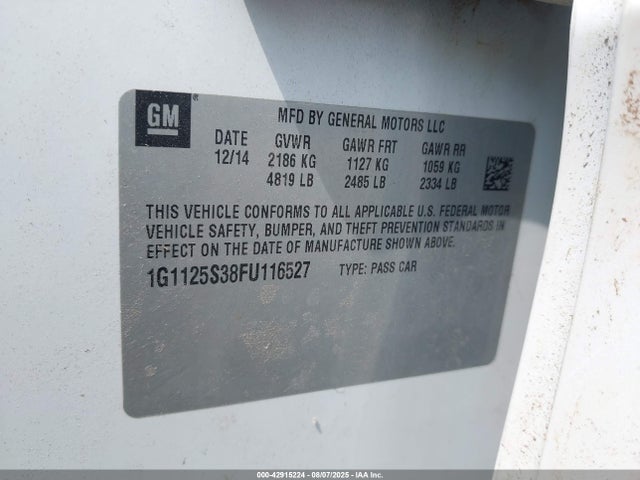 1G1125S38FU116527 Chevrolet lfx