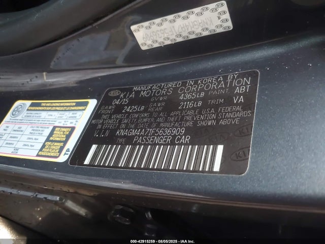 KIA dohc gdi theta ii 2015 KNAGM4A71F5636909 Image 9