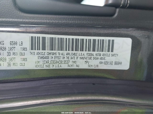 1C4RJEBG0HC813537 Jeep Grand Cherokee
