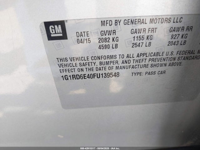 Chevrolet luu - ffv, e-flex, fam 0 2015 1G1RD6E40FU139548 Image 9