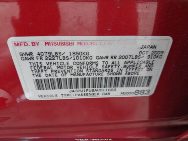 2010 MITSUBISHI LANCER JA32U1FU6AU011669 Photo 8