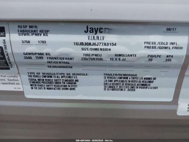 1UJBJ0AJ6J77A0154 Jayco Jayco