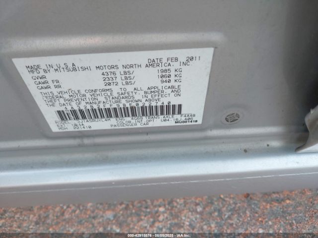 2011 MITSUBISHI GALANT 4A32B2FF9BE022740 Photo 8