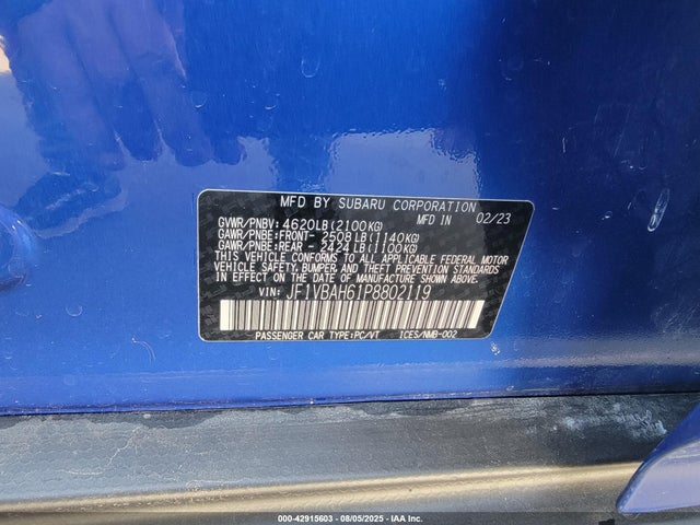 JF1VBAH61P8802119 Subaru dib