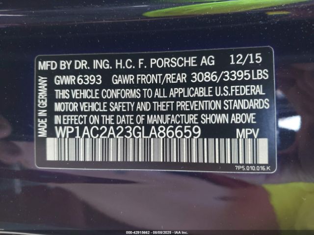 2016 PORSCHE CAYENNE WP1AC2A23GLA86659 Photo 8