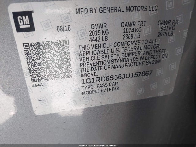 1G1RC6S56JU157867 Chevrolet l3a - direct injection, variable valve timing, hybrid, gen 1