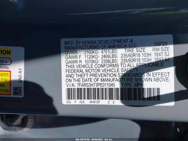7FARS3H73PE011045 Honda l15be