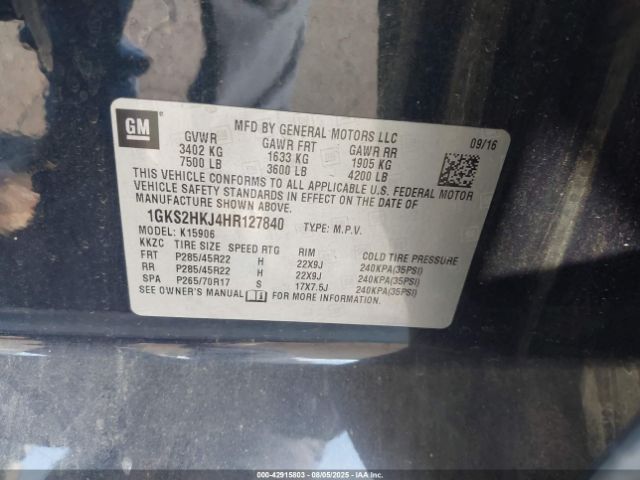 2017 GMC YUKON XL 1GKS2HKJ4HR127840 Photo 8