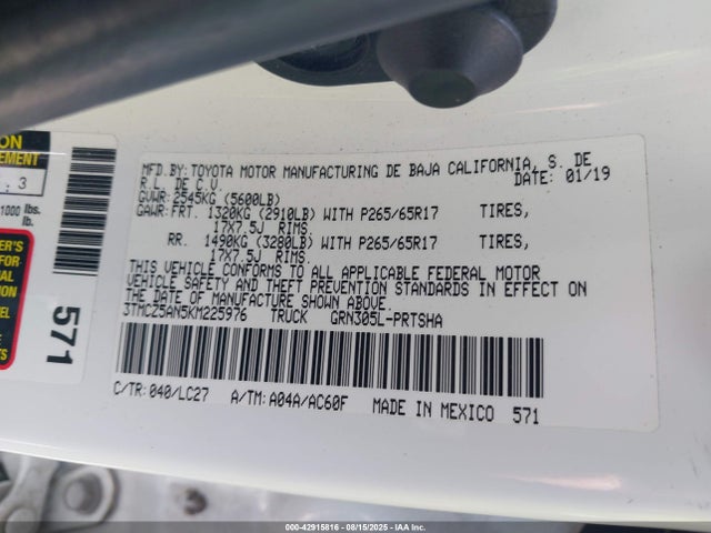 3TMCZ5AN5KM225976 Toyota 2gr-fks