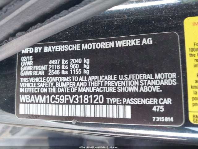 WBAVM1C59FV318120 BMW 2015