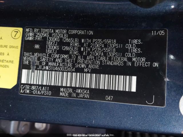 2006 LEXUS RX 400H JTJHW31U460032654 Photo 8