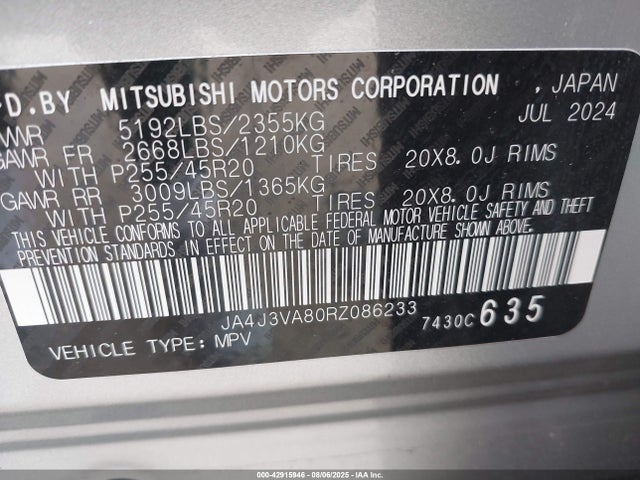Mitsubishi 2024 2024 JA4J3VA80RZ086233 Image 9