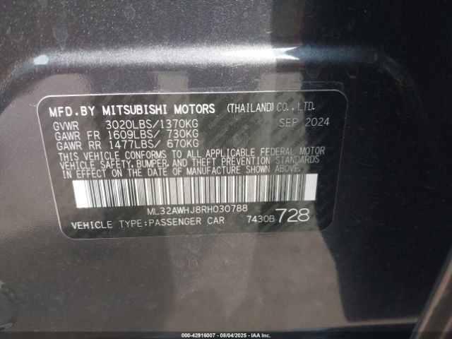 2024 MITSUBISHI MIRAGE ML32AWHJ8RH030788 Photo 8