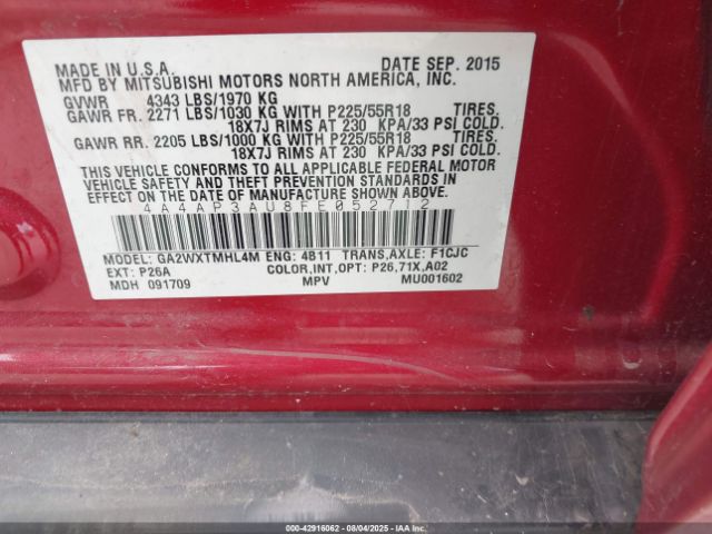 2015 MITSUBISHI OUTLANDER SPORT 4A4AP3AU8FE052712 Photo 8