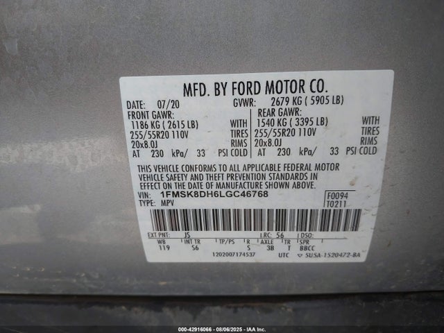 1FMSK8DH6LGC46768 Ford 2020