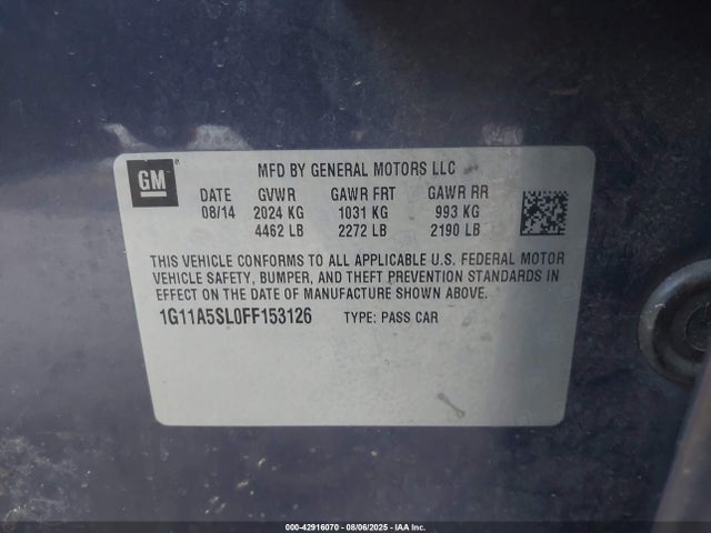 Chevrolet lkw 2015 1G11A5SL0FF153126 Image 9