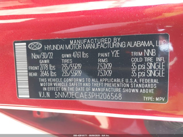 Hyundai gdi theta iii 2023 5NMJECAE3PH206568 Image 9