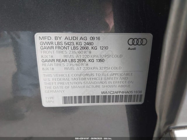 2017 AUDI Q5 WA1C2AFP4HA051938 Photo 8