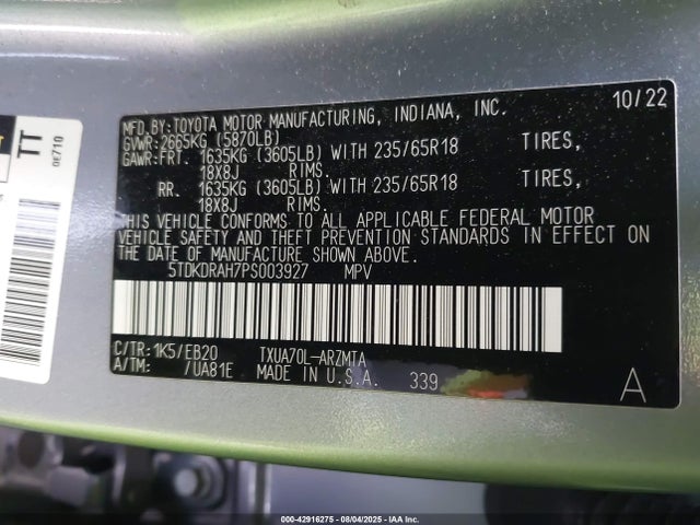 5TDKDRAH7PS003927 Toyota t24a-fts