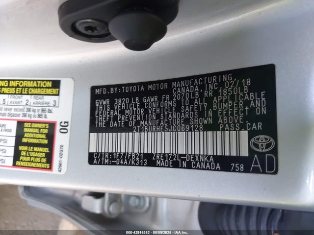 2T1BURHE5JC069128 Toyota 2zr-fe