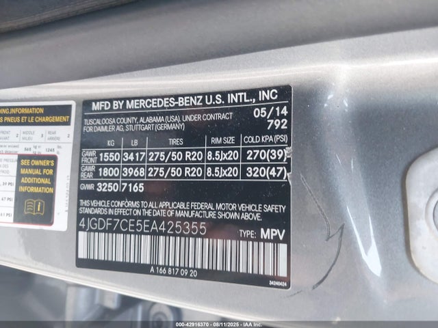 Mercedes-Benz Gl-Class 2014 4JGDF7CE5EA425355 Image 9