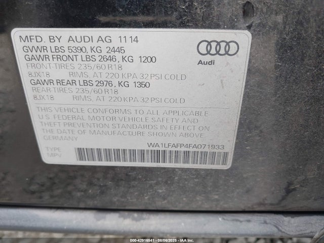 WA1LFAFP4FA071933 Audi 2.0t