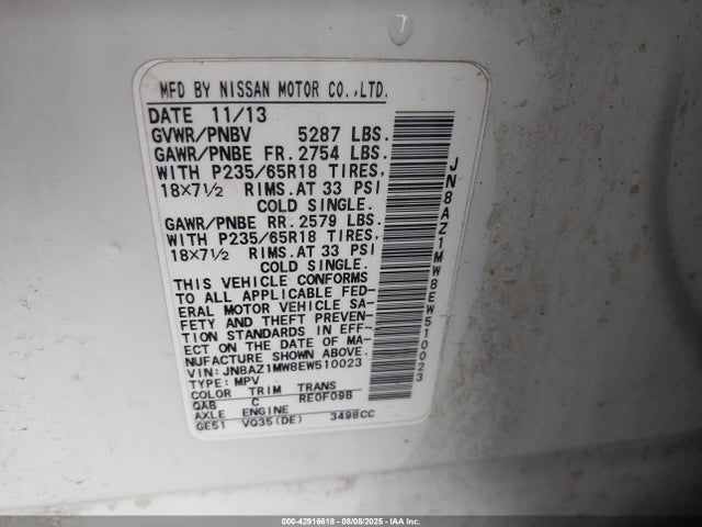 Nissan 2014 2014 JN8AZ1MW8EW510023 Image 9