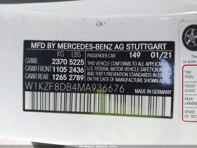W1KZF8DB4MA936676 Mercedes-Benz m264