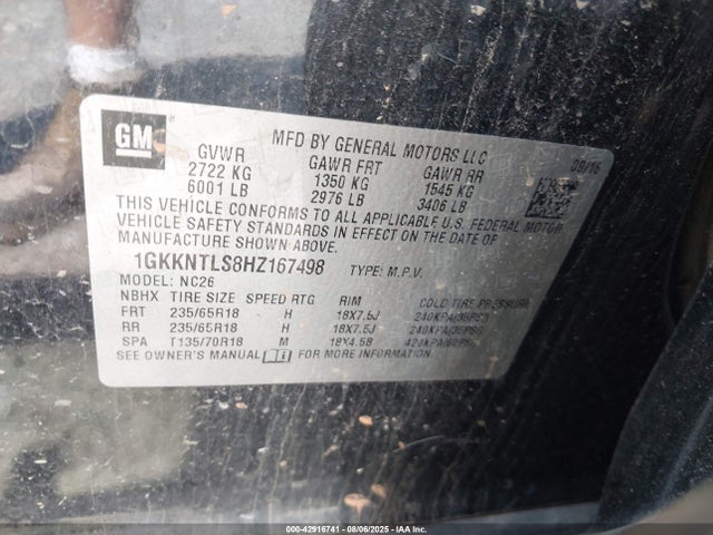 1GKKNTLS8HZ167498 GMC lgx - di: direct injection, vvt: variable valve timing, alum, gen 2