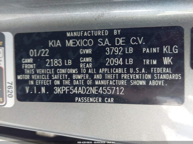 KIA mpi nu 2022 3KPF54AD2NE455712 Image 9