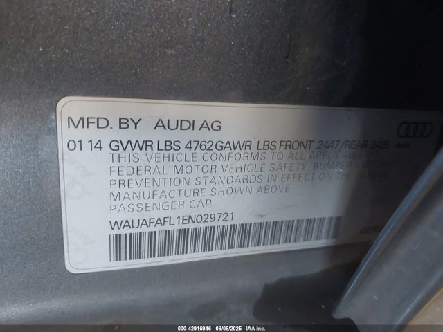 WAUAFAFL1EN029721 Audi flex fuel engine