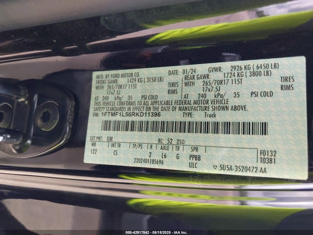 Ford 5.0l-4v 2024 1FTMF1L56RKD11396 Image 9