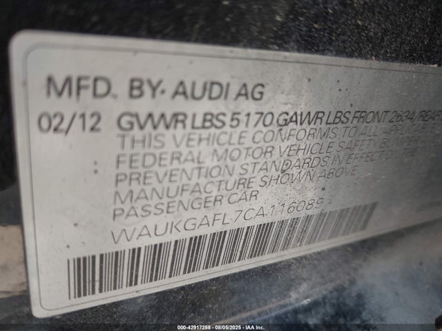 2012 AUDI S4 WAUKGAFL7CA116089 Photo 8
